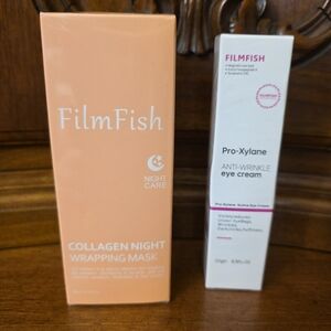 FilmFish Collagen Night Mask & Pro-Xylane Anti- Wrinkle Eye Cream--New/Sealed
